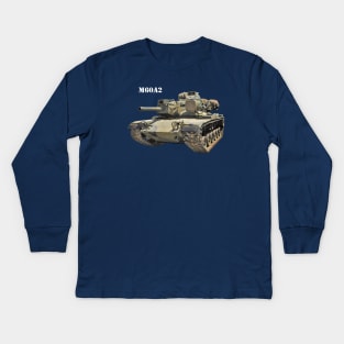 M60A2_wht_txt2 Kids Long Sleeve T-Shirt